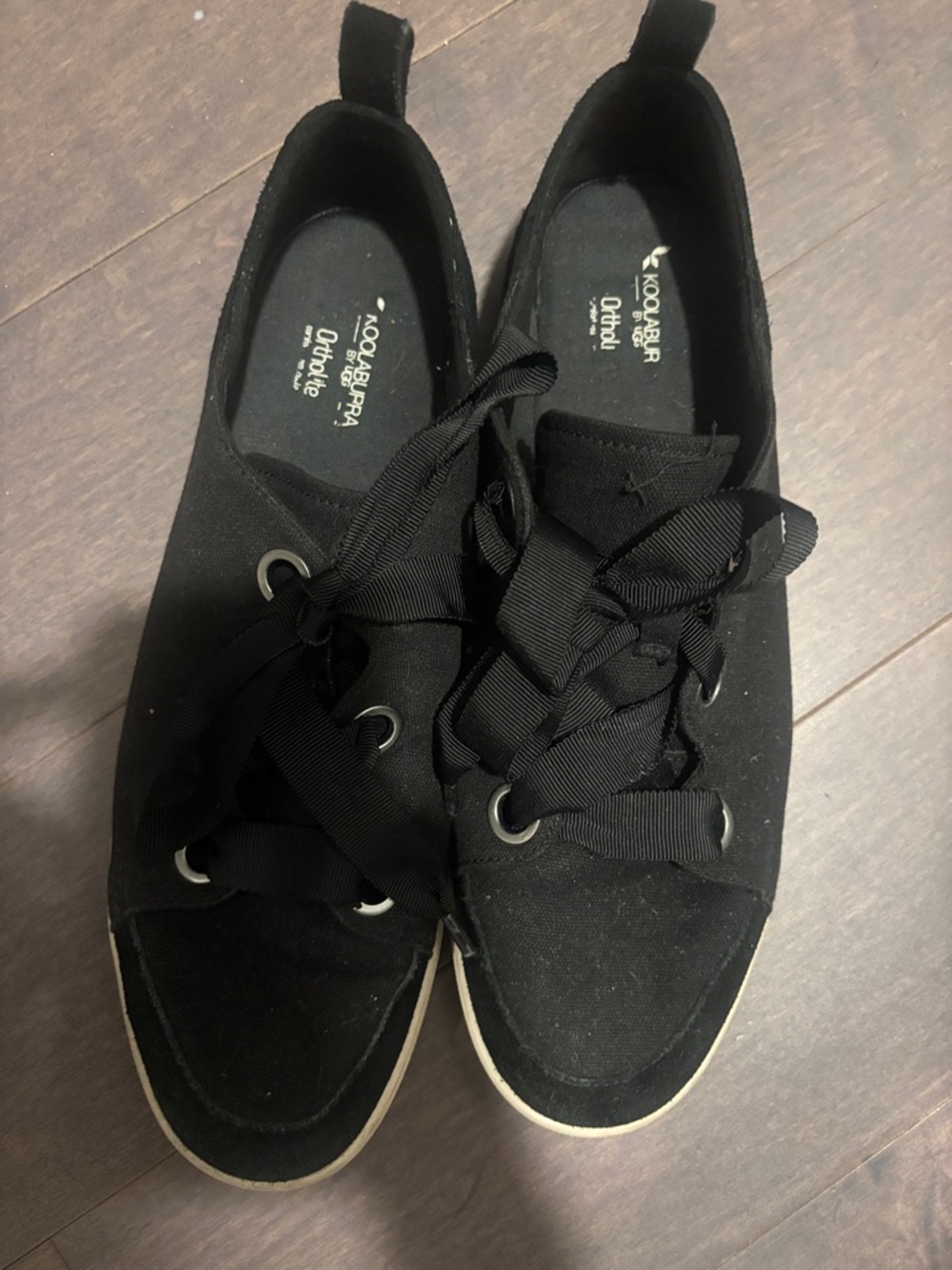 Koolaburra Black Ribbon-Lace Women's Low-Top Sneakers by UGG